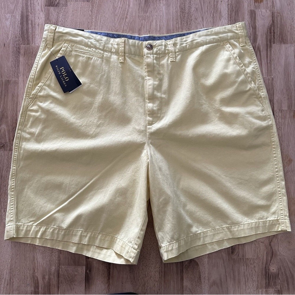 Polo Ralph Lauren Relaxed Fit 9"‎ Chino Shorts Flat Front Mens Size 42 Yellow